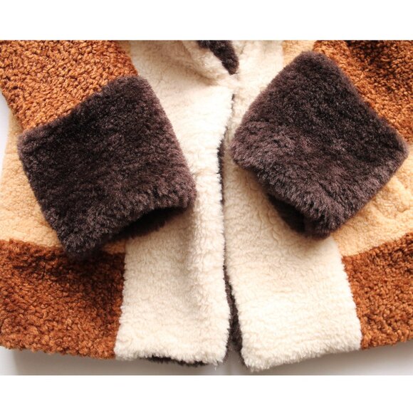 A.L.C. Stefan Faux Fur Shearling Patchwork Coat / XS / Brown Multi Teddy Sherpa - Picture 8 of 11